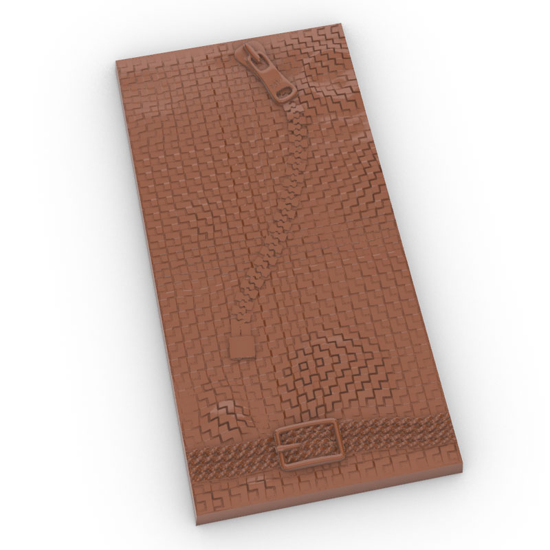 Chocolate tablet zip fastener