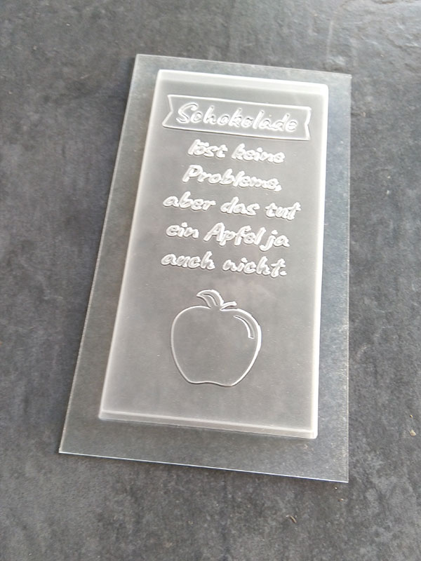 Schokoladenform mit einem Spruch