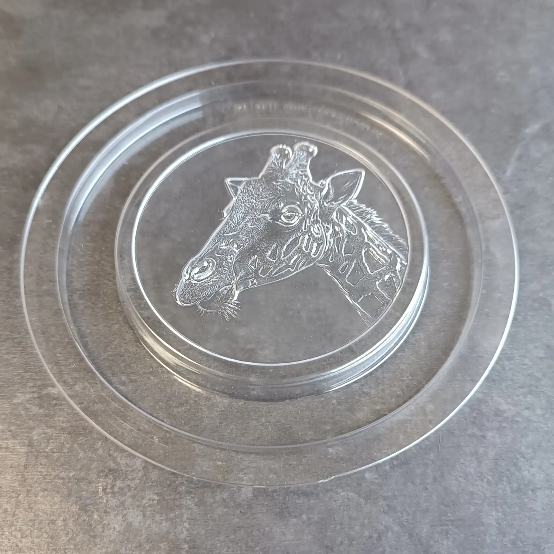 Chocolate mould for chocolate coins with a giraffe