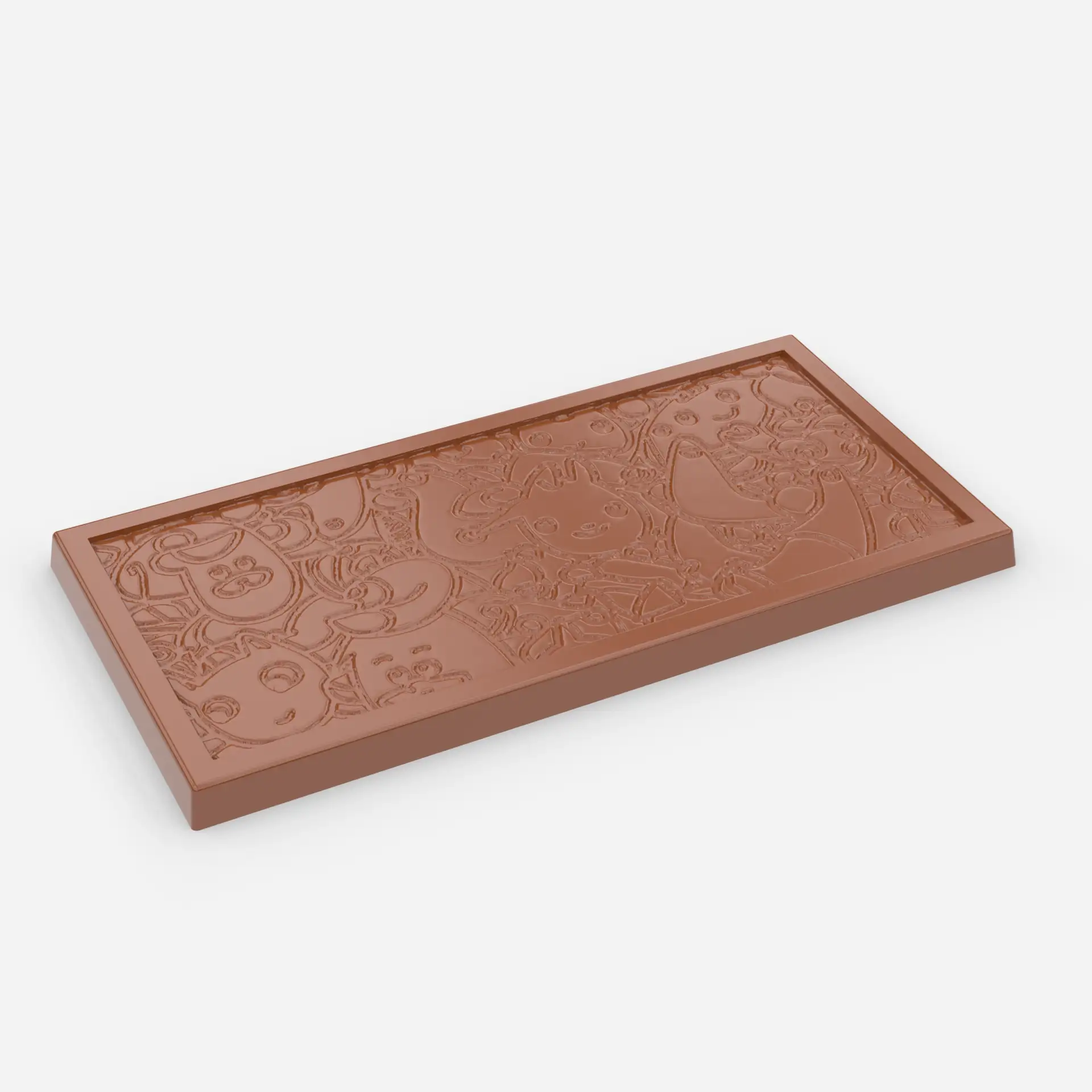 Schokoladentafel mit niedlichen Tiermotiven aus der Schokobande-Form