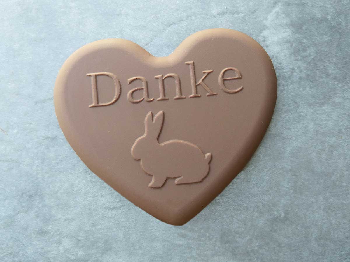 Schokoladen Herz Danke mit Hase