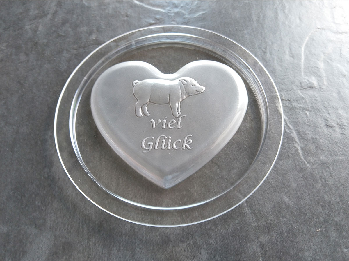 Chocolate mould heart pig 3D "Viel Glück"