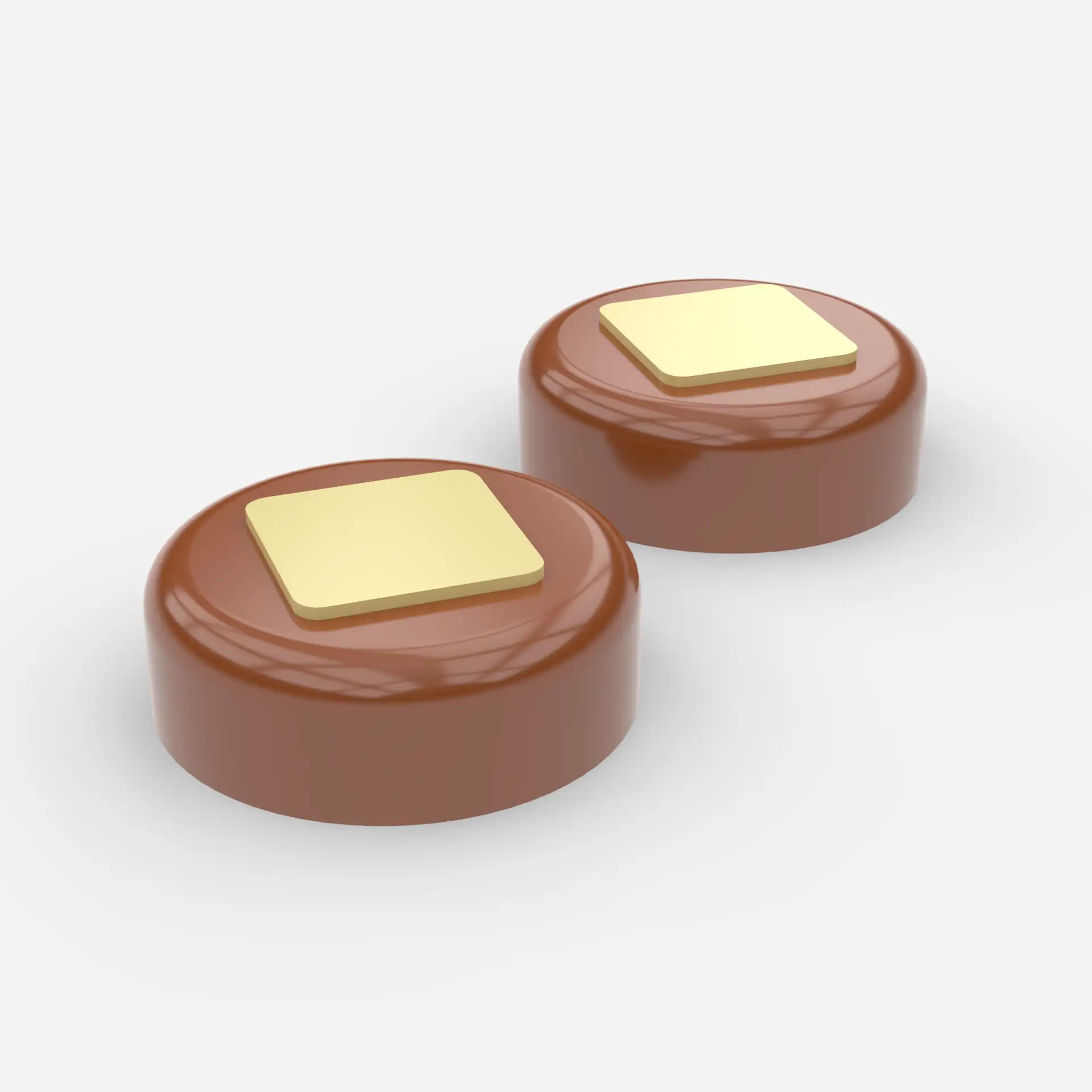 Praline mit einem quadratischen Aufleger