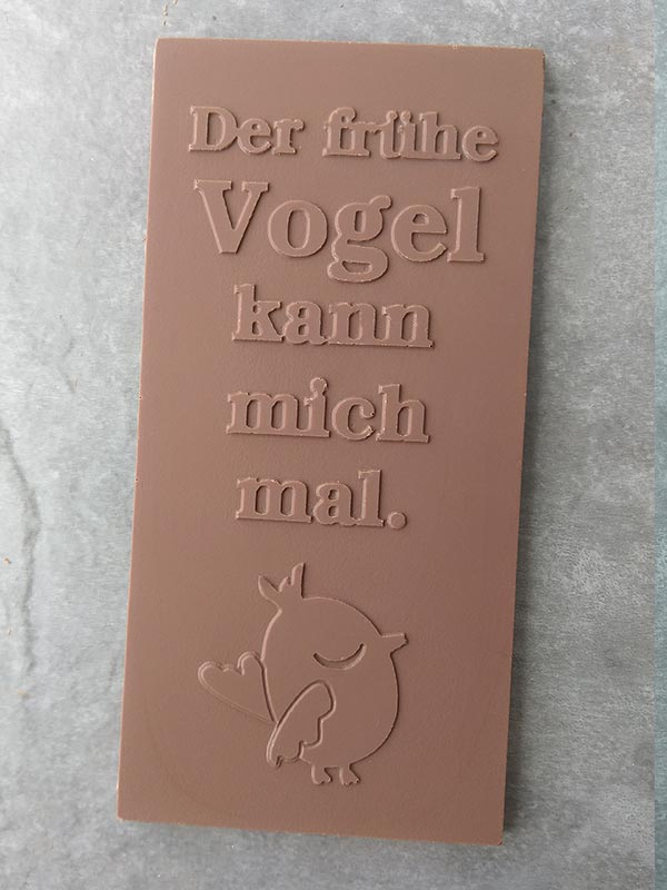 Chocolate tablet Frühe Vogel