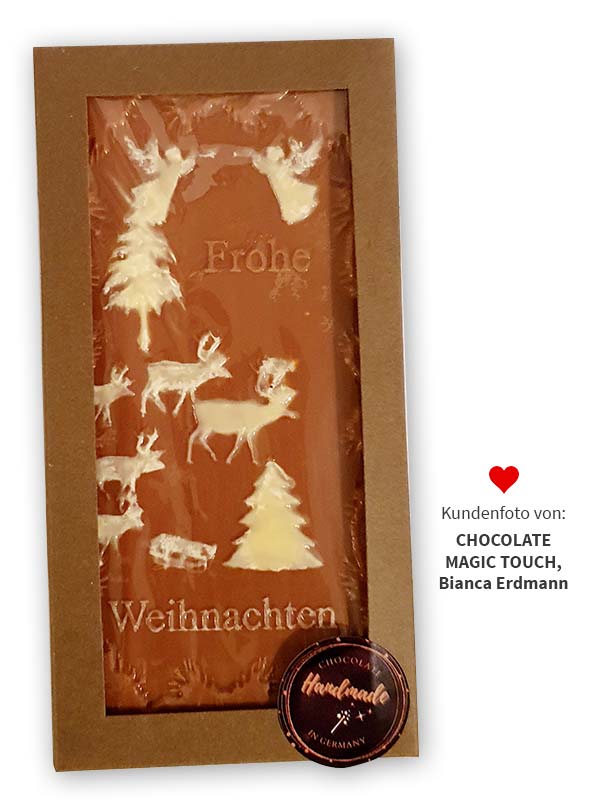 Kundenbeispiel Schokoladentafel Frohe Weihnachten von CHOCOLATE MAGIC TOUCH Bianca Erdmann
