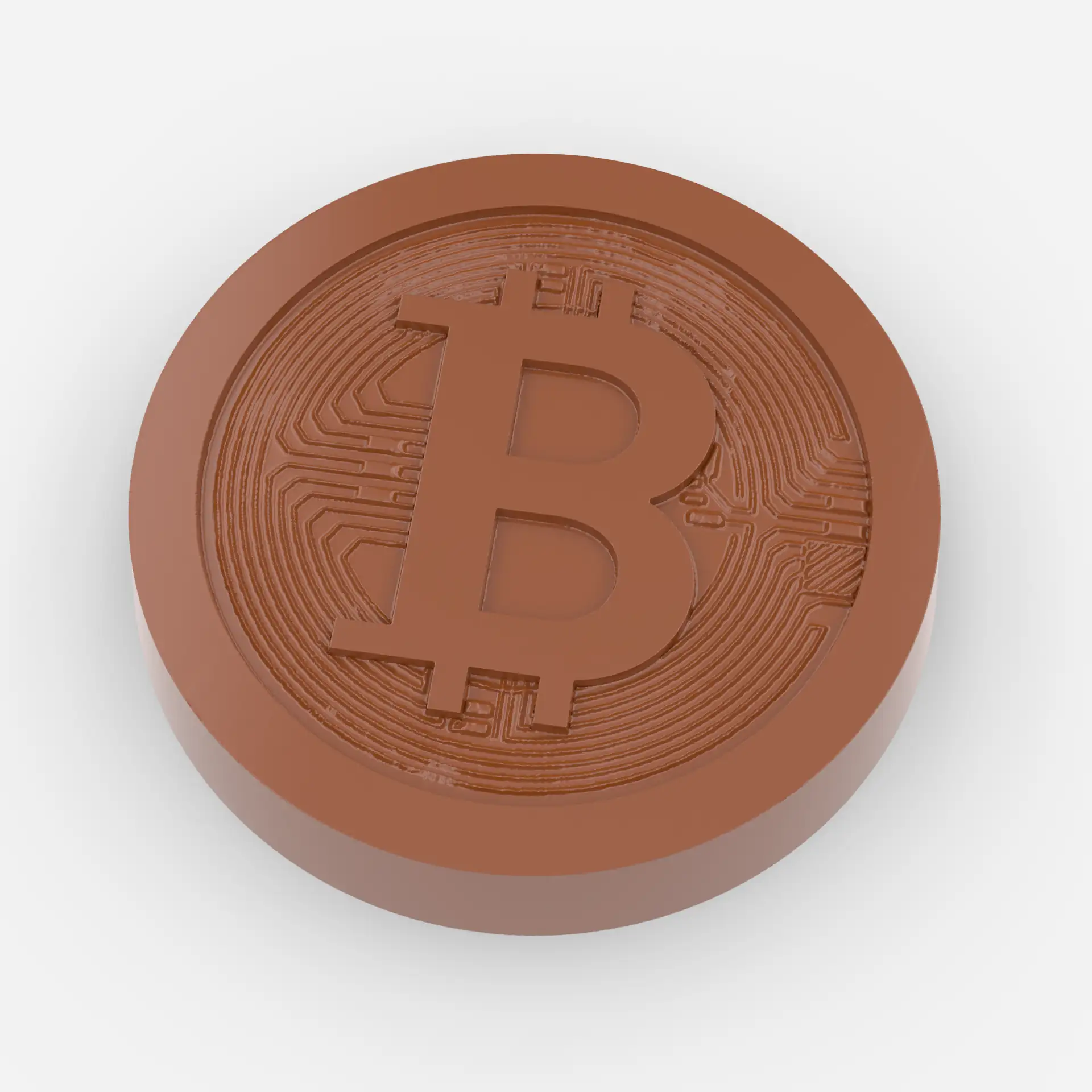 Bitcoin aus Schokolade – gegossen mit Schokoladenform aus PET-G