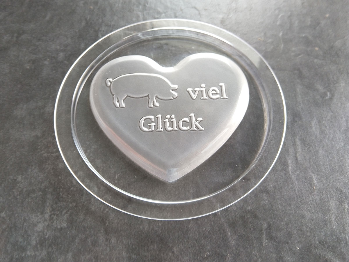 Chocolate mould heart pig "Viel Glück"